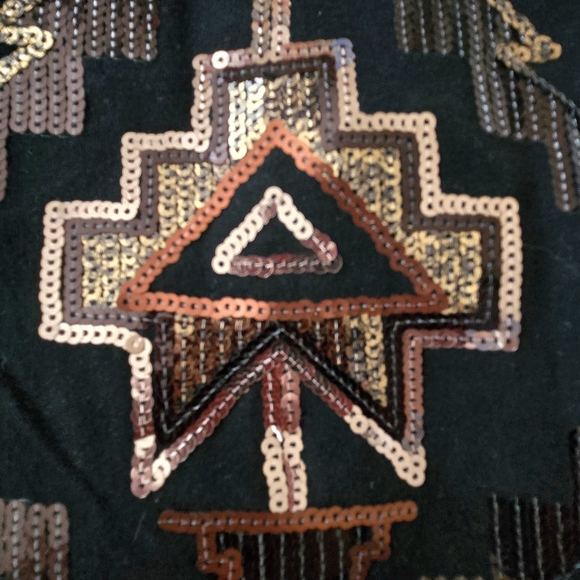 Express Y2K Bodycon Mini Dress Aztec Design Copper Gold Sequins Sexy P/S - Picture 5 of 12